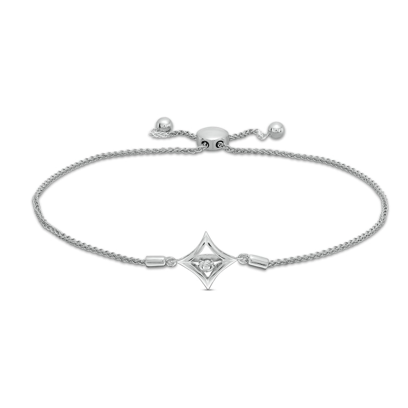 Main Image 1 of Unstoppable Love™ Diamond Accent Tilted Square Frame Bolo Bracelet in Sterling Silver - 9.5"