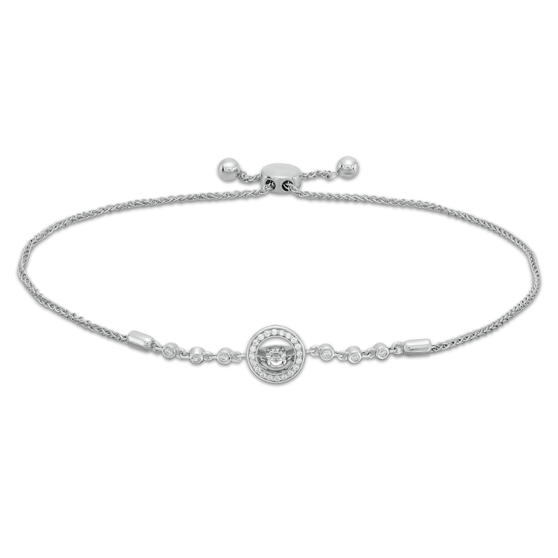 Unstoppable Love™ 0.085 CT. T.W. Diamond Circle Frame Bolo Bracelet in Sterling Silver - 9.75"