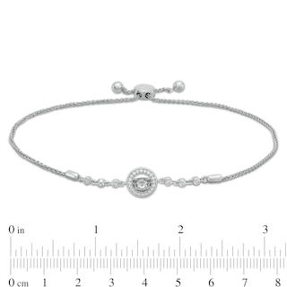 Unstoppable Love™ 0.085 CT. T.W. Diamond Circle Frame Bolo Bracelet in Sterling Silver - 9.75"