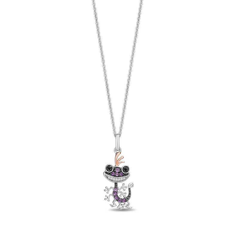 Main Image 1 of Disney Treasures Monster's Inc. Amethyst and Diamond Accent Randall Boggs Pendant in Sterling Silver and 10K Rose Gold