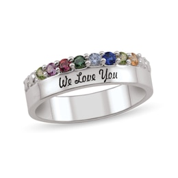Gemstone Edge Engravable Band (4-11 Stones and 1 Line)