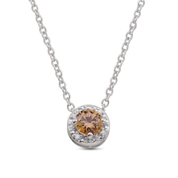 Gemstone and Diamond Accent Frame Necklace (1 Stone)