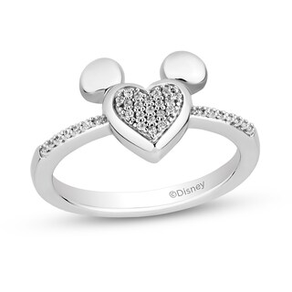 Disney Treasures Mickey Mouse 0.085 CT. T.W. Diamond Heart Ring in Sterling Silver