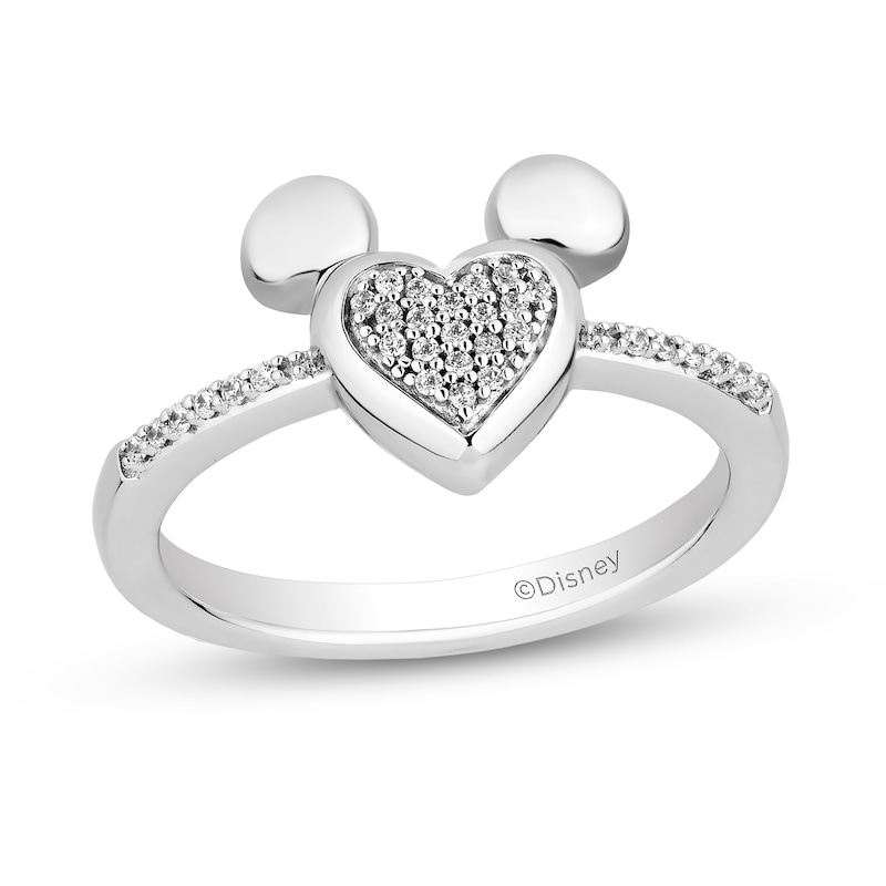 Disney Treasures Mickey Mouse 0.085 CT. T.W. Diamond Heart Ring in Sterling Silver|Peoples Jewellers