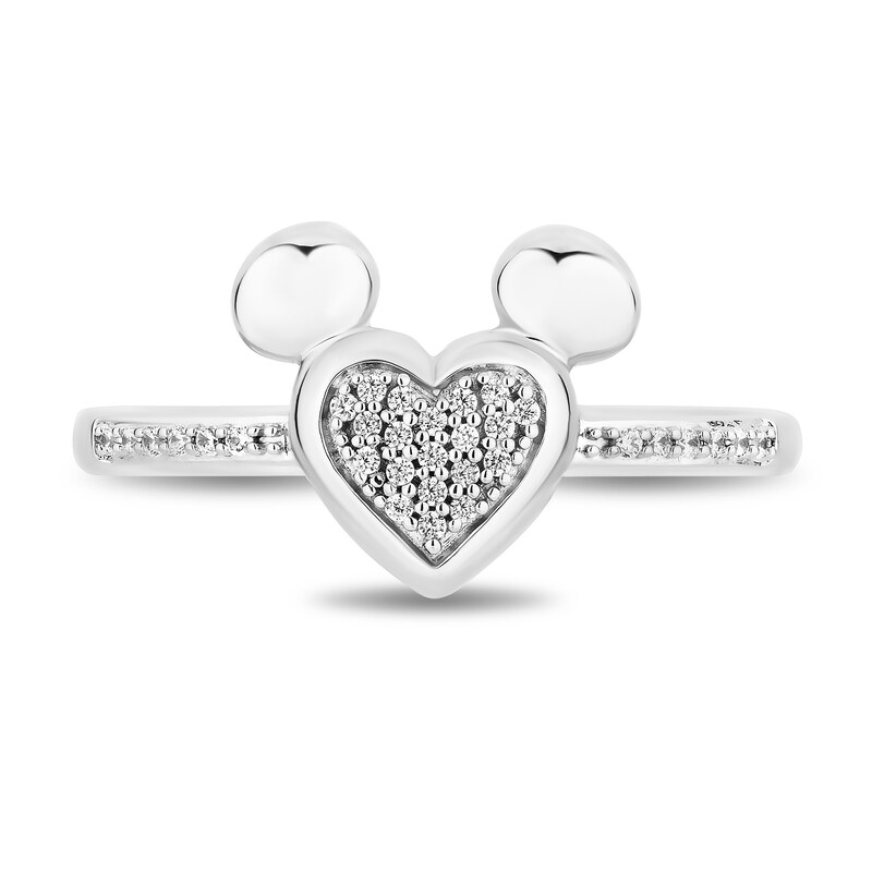 Disney Treasures Mickey Mouse 0.085 CT. T.W. Diamond Heart Ring in Sterling Silver|Peoples Jewellers