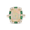 Thumbnail Image 4 of EFFY™ Collection Cushion Opal, Emerald and 0.45 CT. T.W. Diamond Frame Ring in 14K Gold
