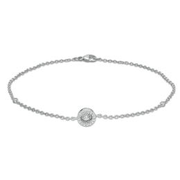 Unstoppable Love™ Diamond Accent Frame Anklet in Sterling Silver - 9.0&quot;