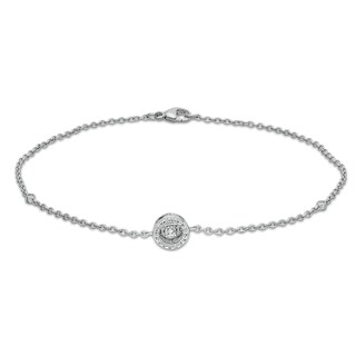 Unstoppable Love™ Diamond Accent Frame Anklet in Sterling Silver - 9.0"