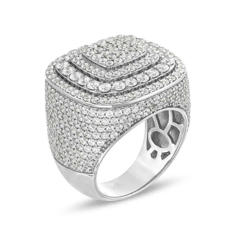 Men's 5.75 CT. T.W. Certified Lab-Created Diamond Cushion Frame Champion-Style Ring in 10K White Gold (F/SI2)|Peoples Jewellers