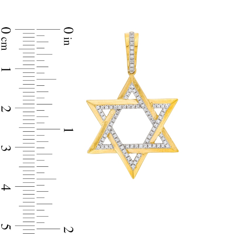 Main Image 2 of Men's 0.25 CT. T.W. Diamond Star of David Necklace Charm in 10K Gold
