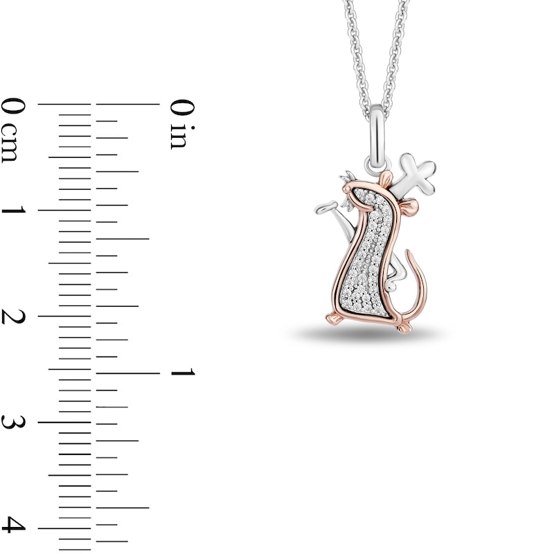 Disney Treasures Ratatouille 0.08 CT. T.W. Diamond Chef Remy Pendant in Sterling Silver and 10K Rose Gold