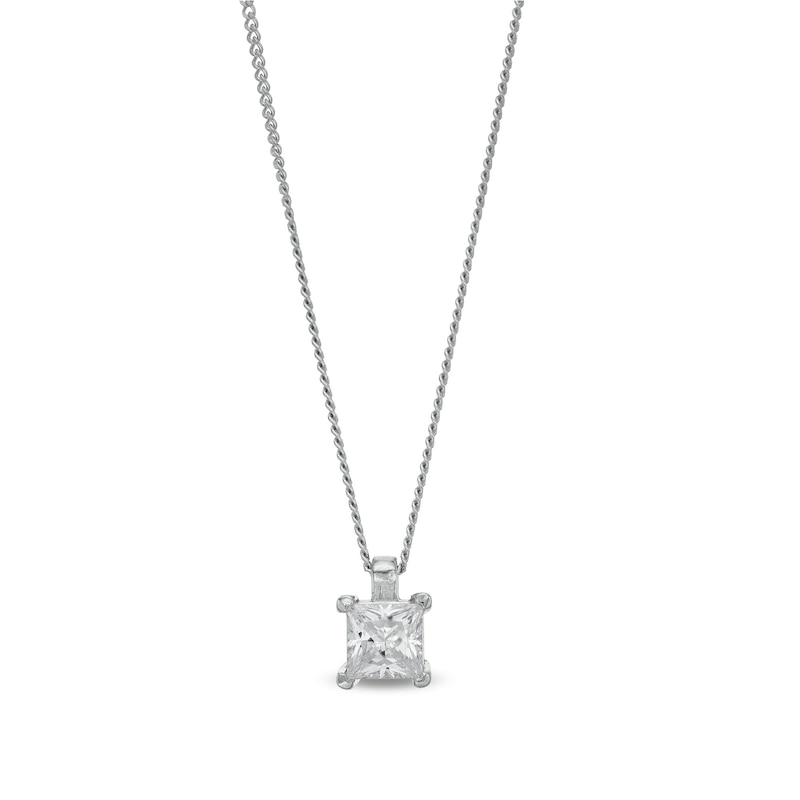 CT. Certified Princess-Cut Diamond Solitaire Pendant in 14K White Gold (J/I3)|Peoples Jewellers