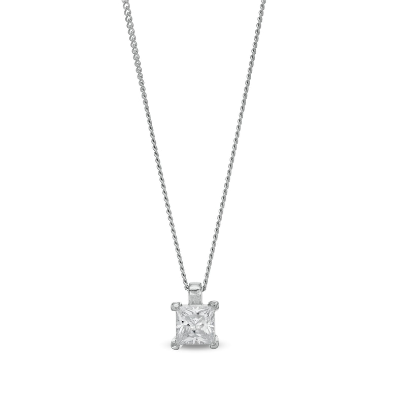 CT. Certified Princess-Cut Diamond Solitaire Pendant in 14K White Gold (J/I3