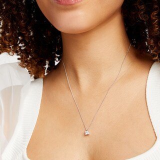 CT. Certified Princess-Cut Diamond Solitaire Pendant in 14K White Gold (J/I3