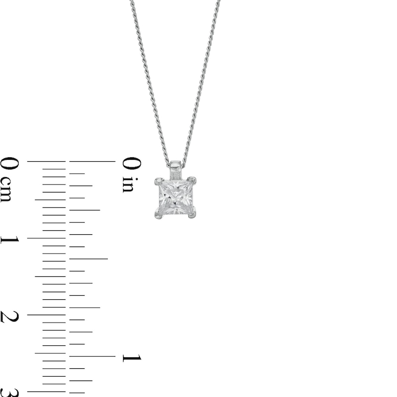 0.50 CT. Certified Princess-Cut Diamond Solitaire Pendant in 14K White Gold (J/I3)