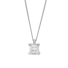 1.00 CT. Certified Princess-Cut Diamond Solitaire Pendant in 14K White Gold (J/I3)