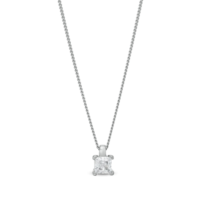 0.30 CT. Certified Princess-Cut Diamond Solitaire Pendant in 14K White Gold (J/I3)