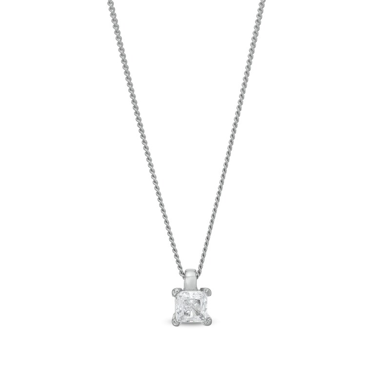 Main Image 1 of 0.30 CT. Certified Princess-Cut Diamond Solitaire Pendant in 14K White Gold (J/I3)