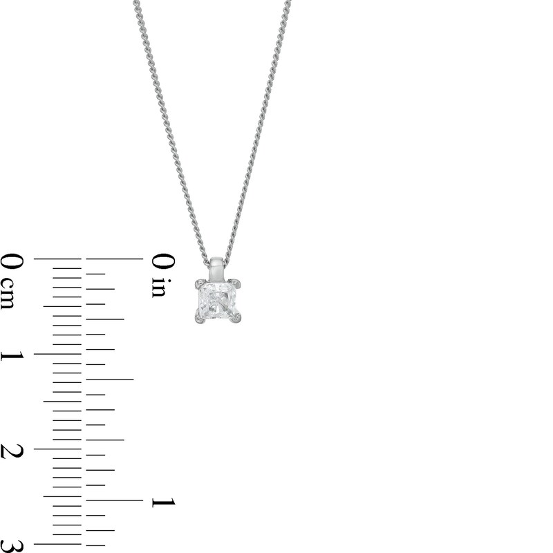 Main Image 4 of 0.30 CT. Certified Princess-Cut Diamond Solitaire Pendant in 14K White Gold (J/I3)