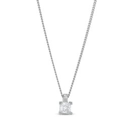 0.20 CT. Certified Princess-Cut Diamond Solitaire Pendant in 14K White Gold (J/I3)
