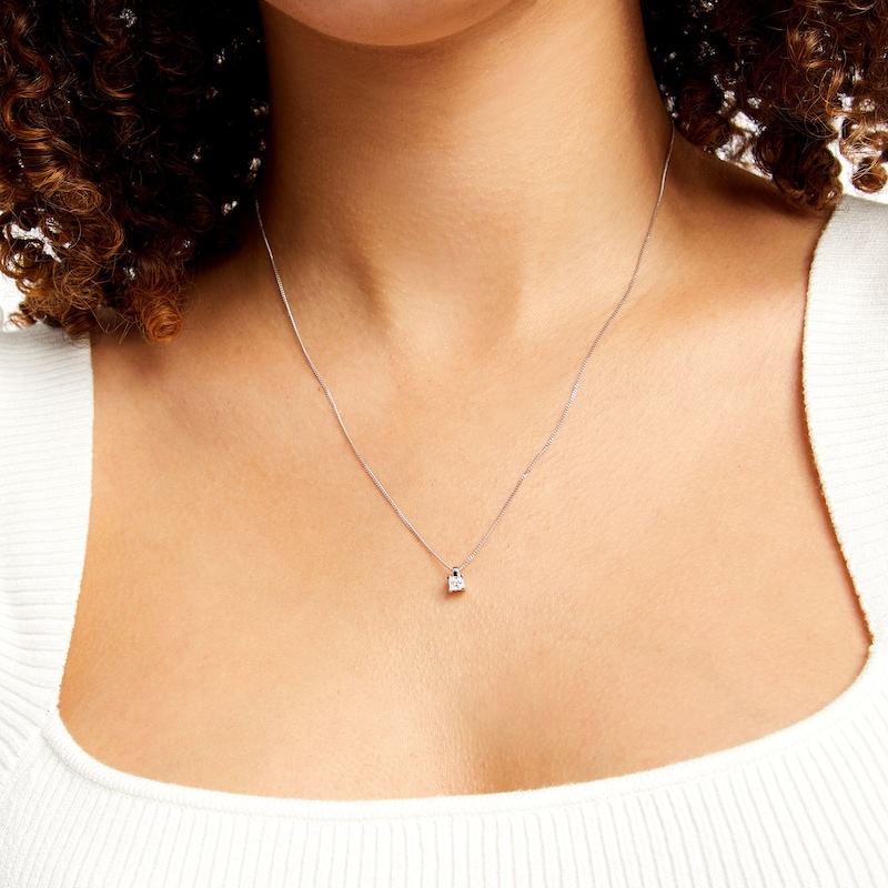 Main Image 2 of 0.20 CT. Certified Princess-Cut Diamond Solitaire Pendant in 14K White Gold (J/I3)