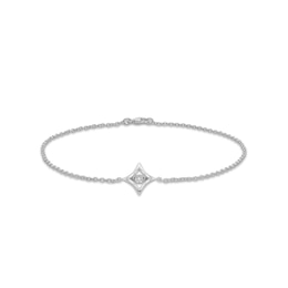 Unstoppable Love™ Diamond Accent Tilted Square Frame Anklet in Sterling Silver - 9.0&quot;
