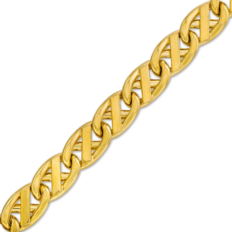 Men's 7.4mm Fancy Link Chain Bracelet in Solid 10K Gold - 8.5"|Peoples Jewellers