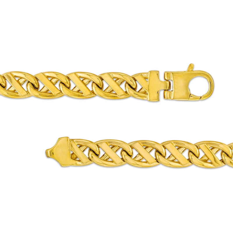 Men's 7.4mm Fancy Link Chain Bracelet in Solid 10K Gold - 8.5"|Peoples Jewellers