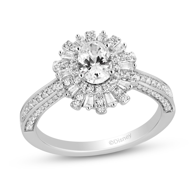 Enchanted Disney Wish 0.95 CT. T.W. Oval Diamond Frame Engagement Ring in 14K White Gold (I/I1)