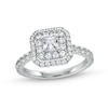 Thumbnail Image 0 of Vera Wang Love Collection 1.18 CT. T.W. Princess-Cut Diamond Cushion Frame Engagement Ring in 14K White Gold (I/SI2)