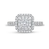 Thumbnail Image 4 of Vera Wang Love Collection 1.18 CT. T.W. Princess-Cut Diamond Cushion Frame Engagement Ring in 14K White Gold (I/SI2)