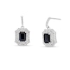 Thumbnail Image 1 of Black Sapphire and White Lab-Created Sapphire Drop Earrings in Sterling Silver