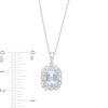 Emerald-Cut Aquamarine and White Lab-Created Sapphire Pendant in Sterling Silver