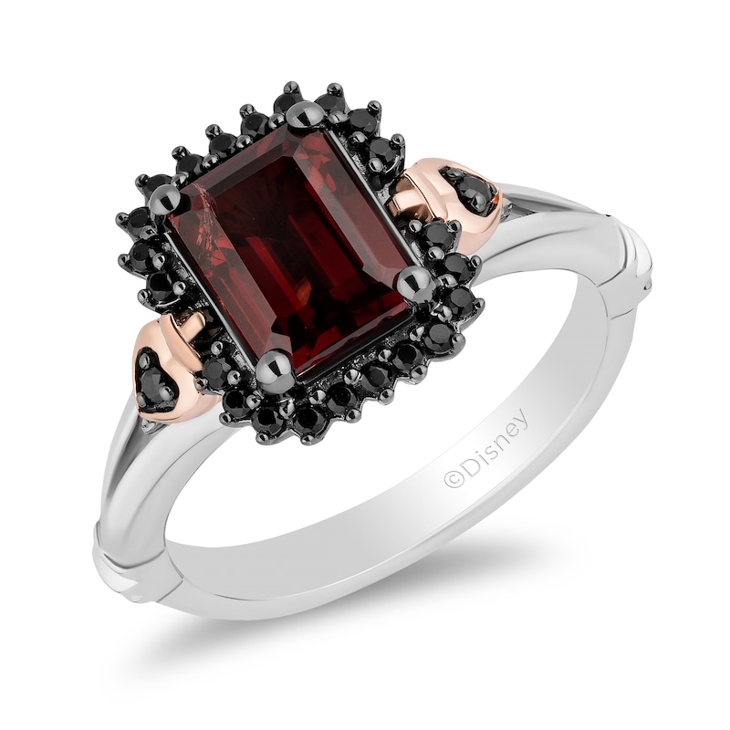 Enchanted Disney Villains Evil Queen Garnet and Diamond Heart-Sides Ring in Two-Tone Silver and 10K Rose Gold|Peoples Jewellers