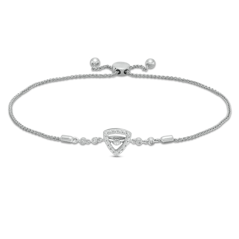 Main Image 1 of Unstoppable Love™ Diamond Accent Triangle Frame Bolo Bracelet in Sterling Silver - 9.5"