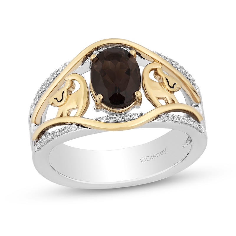 Disney Treasures The Lion King Smoky Quartz and 0.085 CT. T.W. Diamond Simba Symbol Ring in Sterling Silver and 10K Gold|Peoples Jewellers