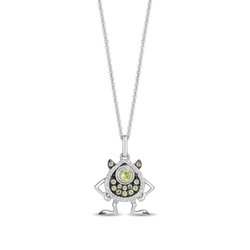 Disney Treasures Monster's Inc. Peridot and 0.065 CT. T.W. Diamond Mike Wazowski Pendant in Sterling Silver