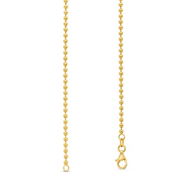 2.0mm Bead Chain with Heart Dangle Bracelet in 10K Gold - 7.5"