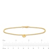 2.0mm Bead Chain with Heart Dangle Bracelet in 10K Gold - 7.5"