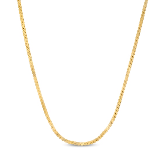 2.0mm Serpentine Chain Necklace in Solid 10K Gold - 18"