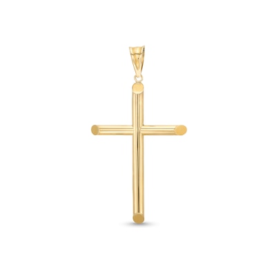 53.0mm Modern Cross Necklace Charm in Hollow 10K Gold