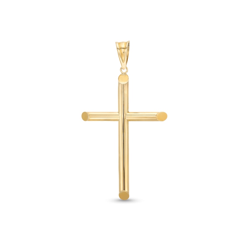 53.0mm Modern Cross Necklace Charm in Hollow 10K Gold|Peoples Jewellers