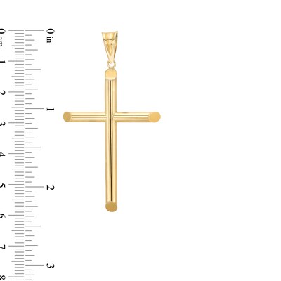 53.0mm Modern Cross Necklace Charm in Hollow 10K Gold