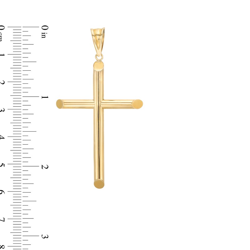 53.0mm Modern Cross Necklace Charm in Hollow 10K Gold|Peoples Jewellers