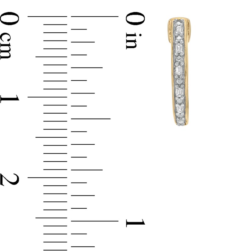 Men's 0.04 CT. T.W. Baguette-Cut Diamond Huggie Hoop Earrings in 10K Gold