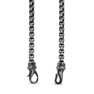 Men's Box Chain Bracelet and Necklace Set in Stainless Steel with Black Ion-Plate