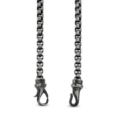 Men's Box Chain Bracelet and Necklace Set in Stainless Steel with Black Ion-Plate