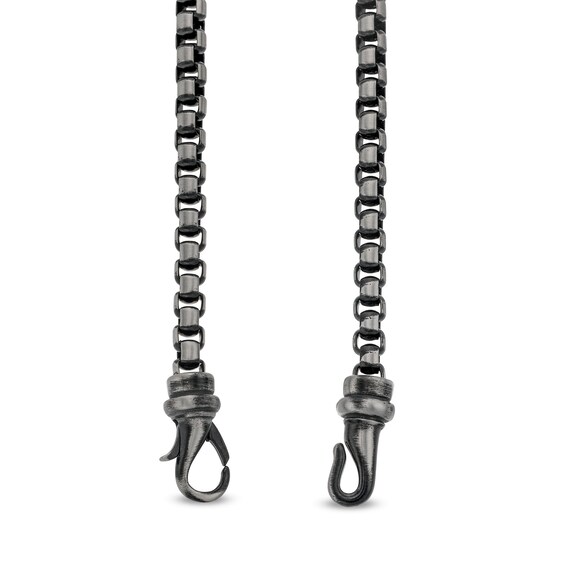 Men's Box Chain Bracelet and Necklace Set in Stainless Steel with Black Ion-Plate