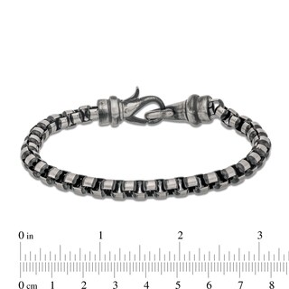 Men's Box Chain Bracelet and Necklace Set in Stainless Steel with Black Ion-Plate