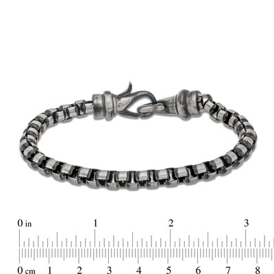 Men's Box Chain Bracelet and Necklace Set in Stainless Steel with Black Ion-Plate